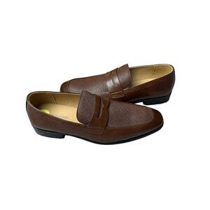 Calvin Klein Brown Leather Slip-On Penny Loafers